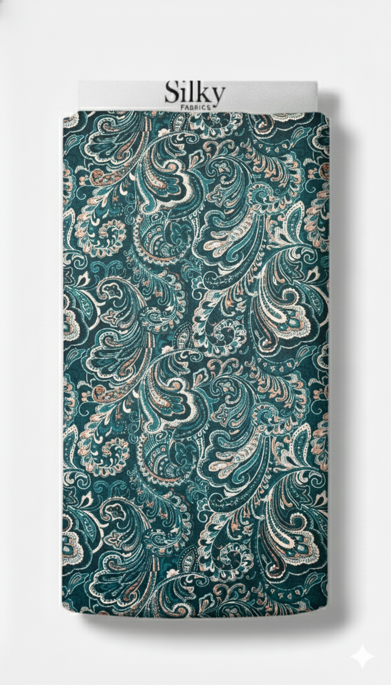 Emerald Paisley Cotton Fabric