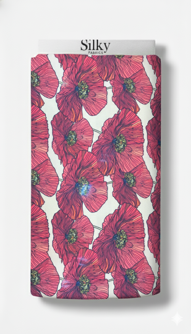 Crimson Bloom Cotton Fabric