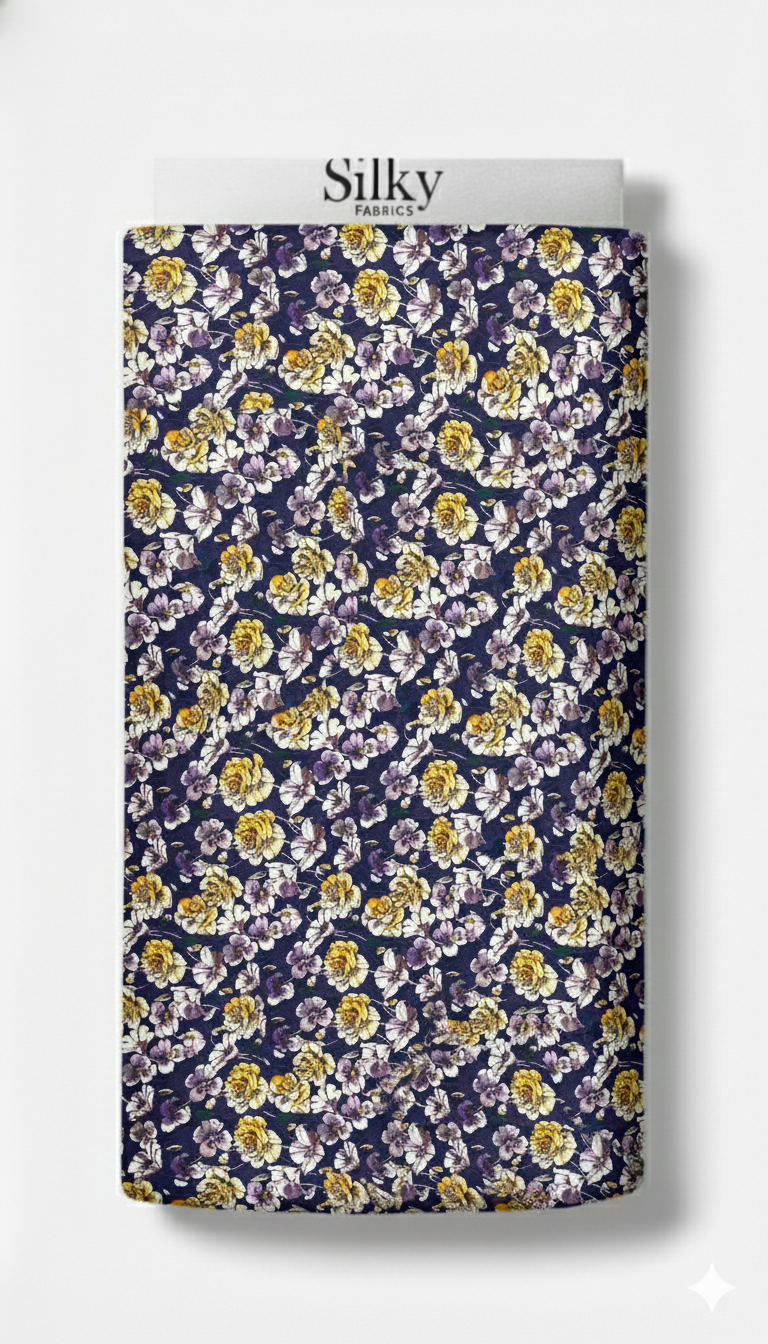 Midnight Bloom Cotton Fabric