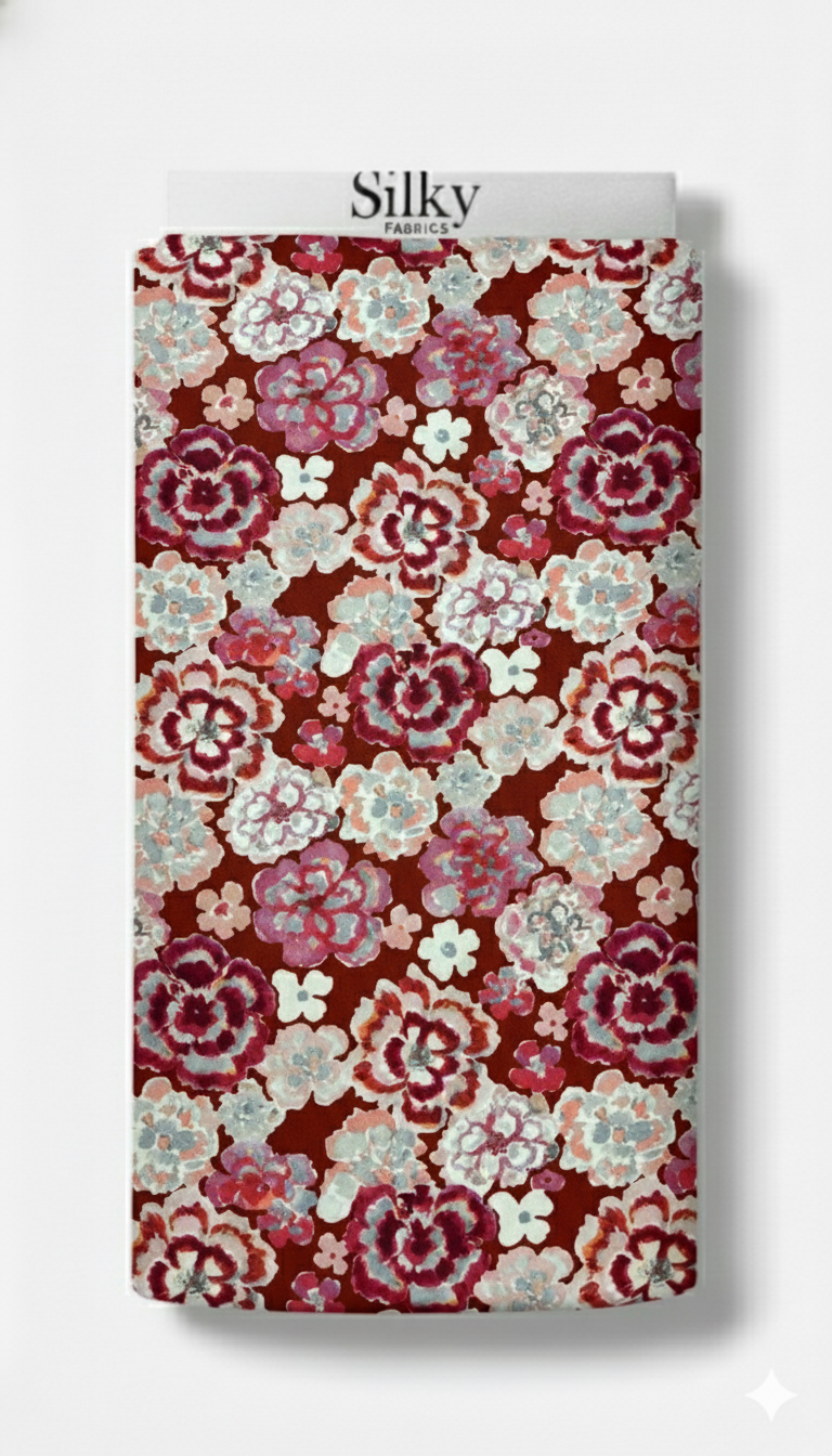 Crimson Bloom Cotton Fabric