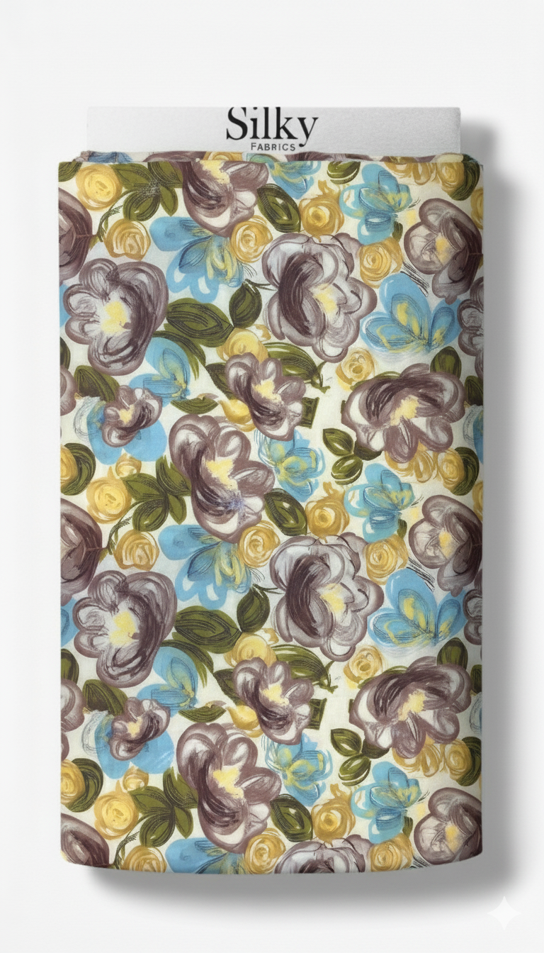 Abstract Bloom Cotton Fabric